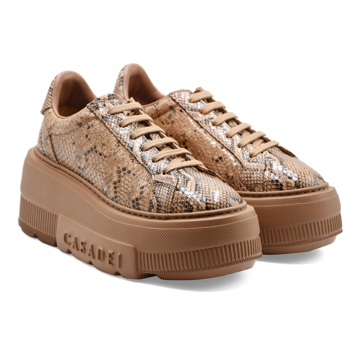 Sneakers Casadei Donna Nexus Basilisco Natur Zeppa Ultraleggera