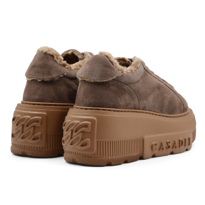 Sneakers Casadei Nexus Donna Pelle Scamosciata Cacao Maxi Logo
