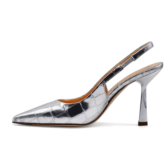 Chanel Chantal 1962 Donna 3026 Pelle Cocco Argento Made In Italy