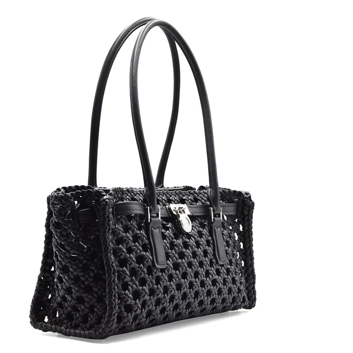 Borsa Michael Kors Hamilton Moderne Intrecciata Nero Elegante