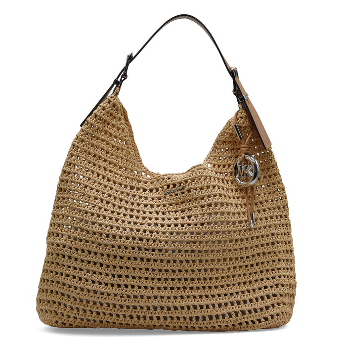 Borsa Michael Kors Donna NOLITA Rafia Con Manico In Pelle Cuoio