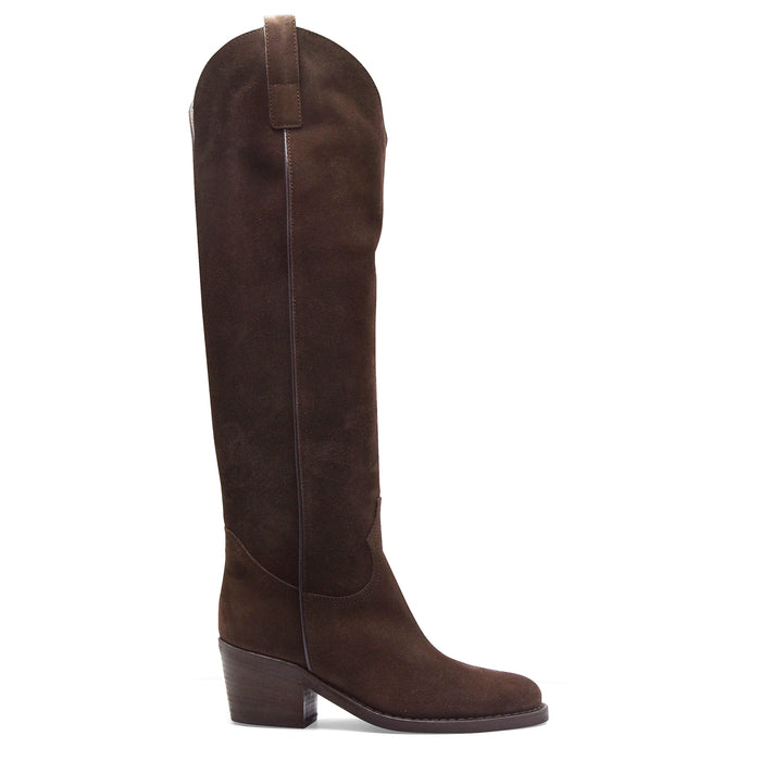 Stivali Texani Via Roma 15 Donna Suede Marrone Testa Di Moro