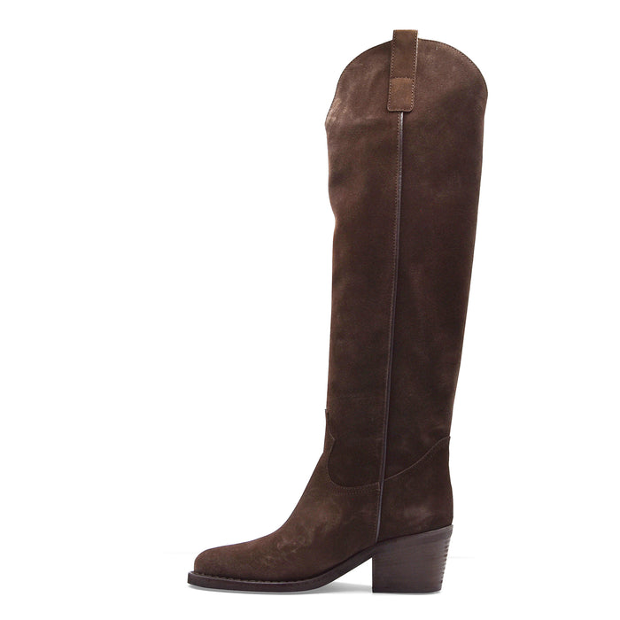 Stivali Texani Via Roma 15 Donna Suede Marrone Testa Di Moro