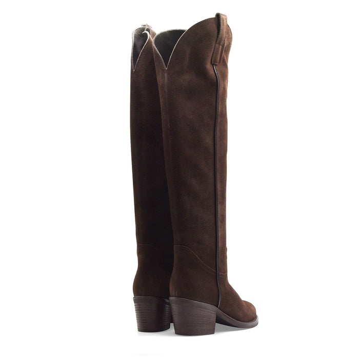 Stivali Texani Via Roma 15 Donna Suede Marrone Testa Di Moro