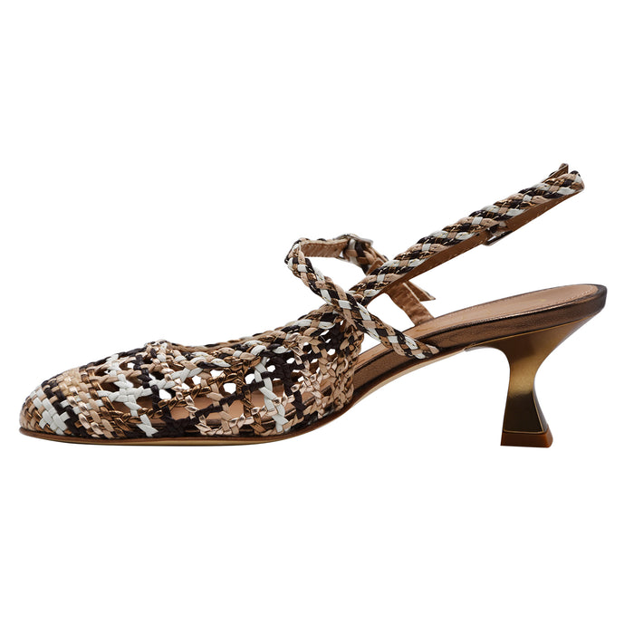 Chanel Chantal 1962 Woman 3154 Braided Leather Brown Beige