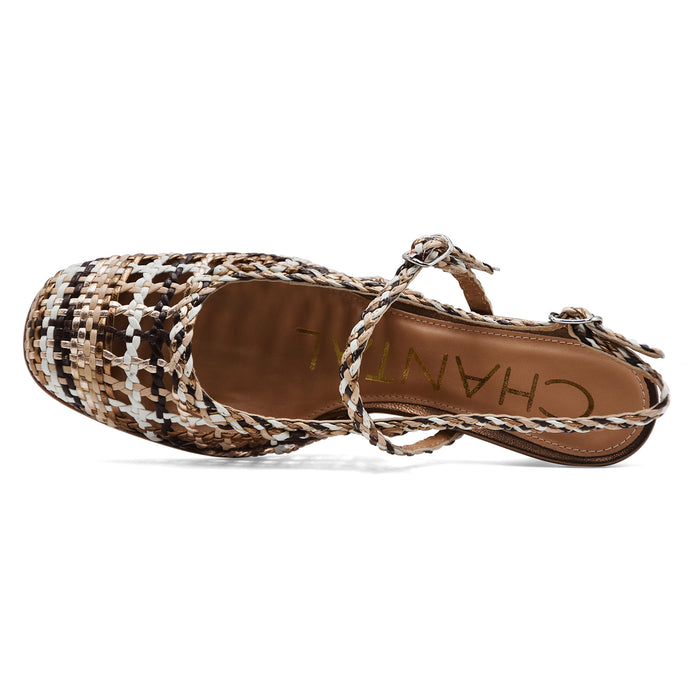 Chanel Chantal 1962 Woman 3154 Braided Leather Brown Beige