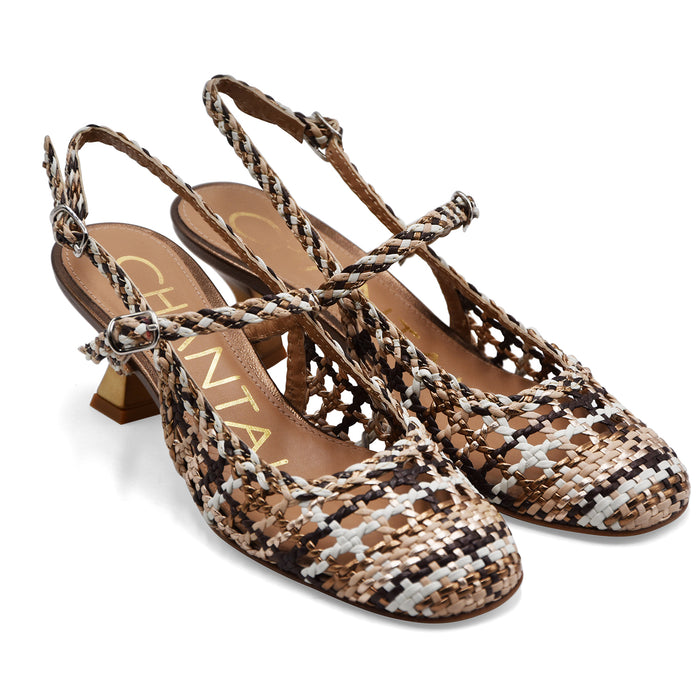 Chanel Chantal 1962 Woman 3154 Braided Leather Brown Beige