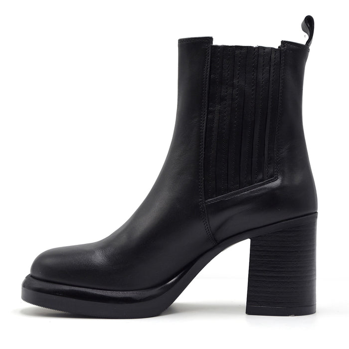 Stivaletti Donna Riccardo P. Nero Con Tacco E Plateau Sporgente