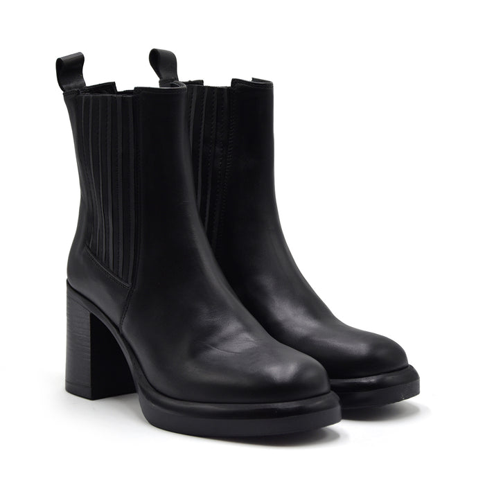 Stivaletti Donna Riccardo P. Nero Con Tacco E Plateau Sporgente