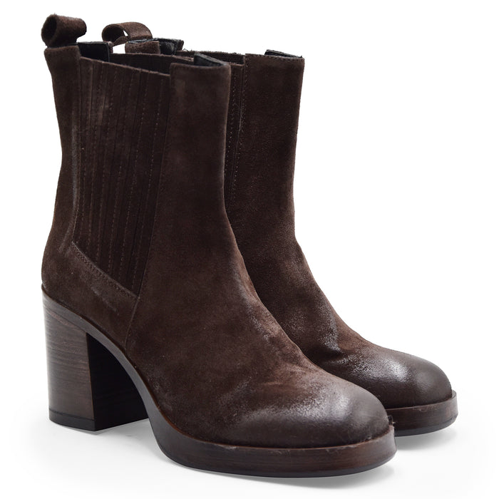 Stivaletti Riccardo P. Donna Camoscio Marrone Stile Grintoso