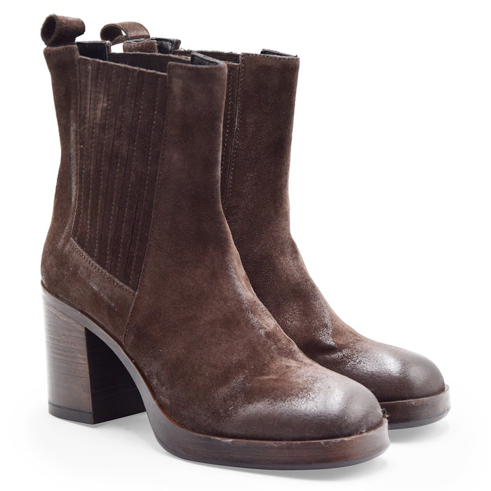 Stivaletti Riccardo P. Donna Camoscio Marrone Stile Grintoso