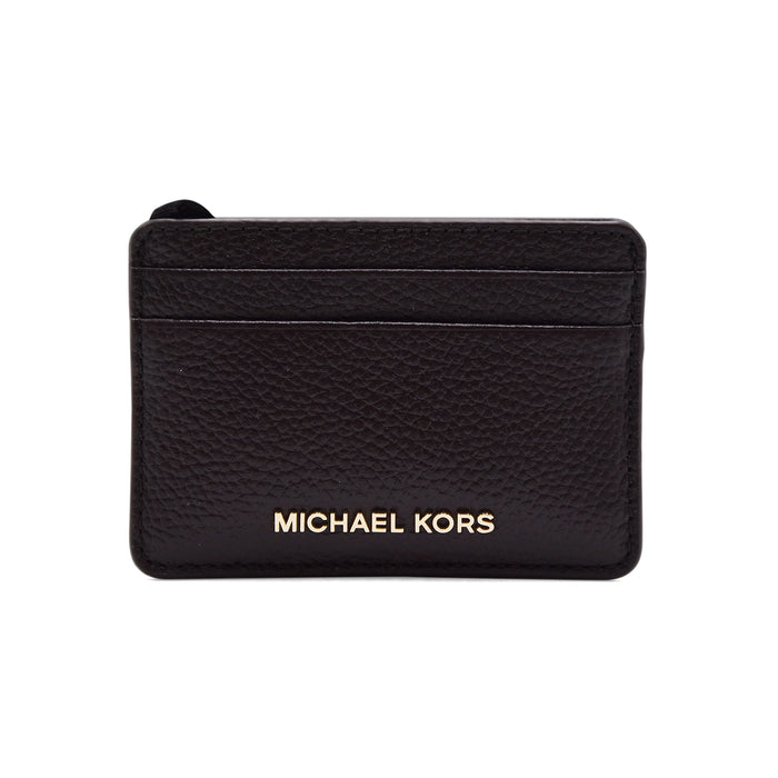 Portacarte Michael Kors Jet Set In Pelle Marrone Logo In Oro