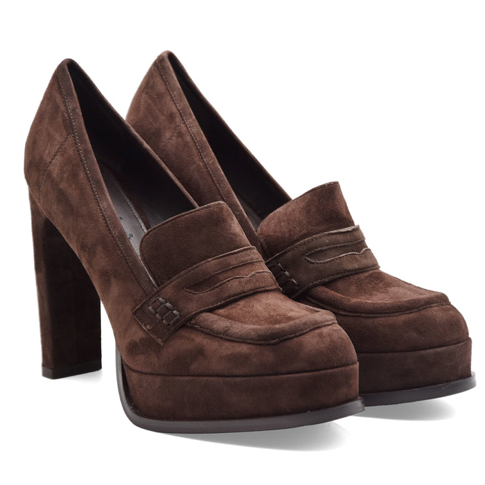 Mocassini Chantal 1962 Donna 3300 In Pelle Scamosciata Marrone