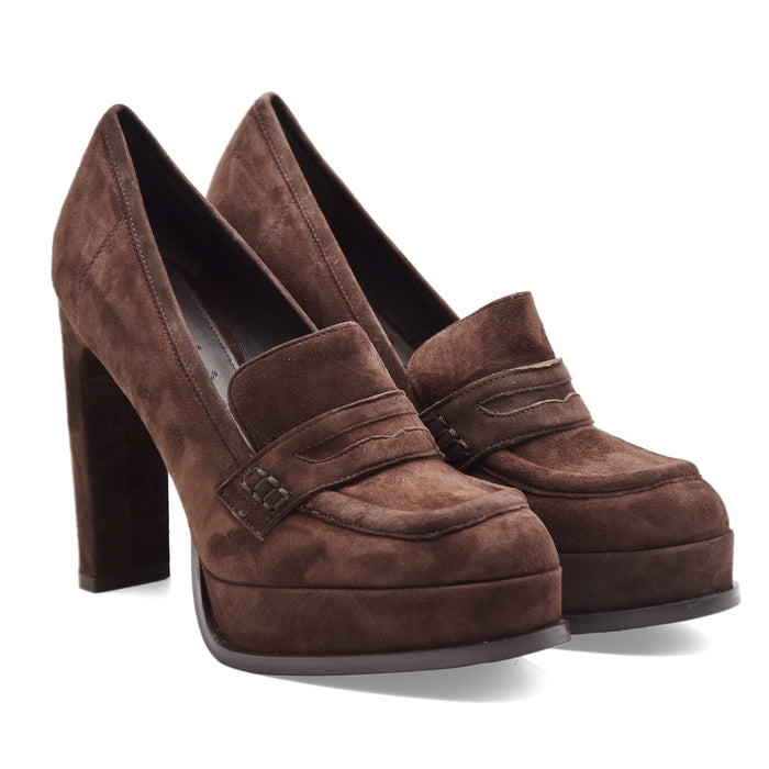 Mocassini Chantal 1962 Donna 3300 In Pelle Scamosciata Marrone