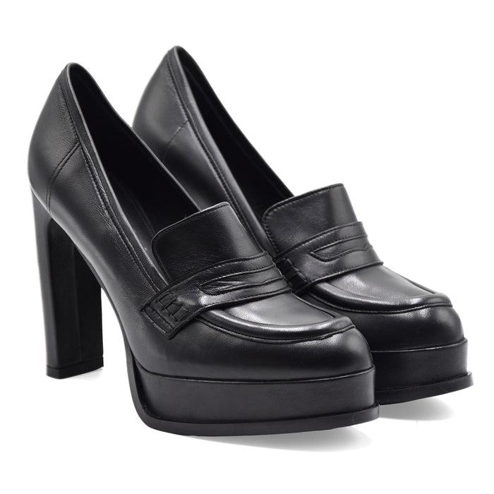 Chantal 1962 Mocassini Donna 3300 In Nappa Nera Made In Italy