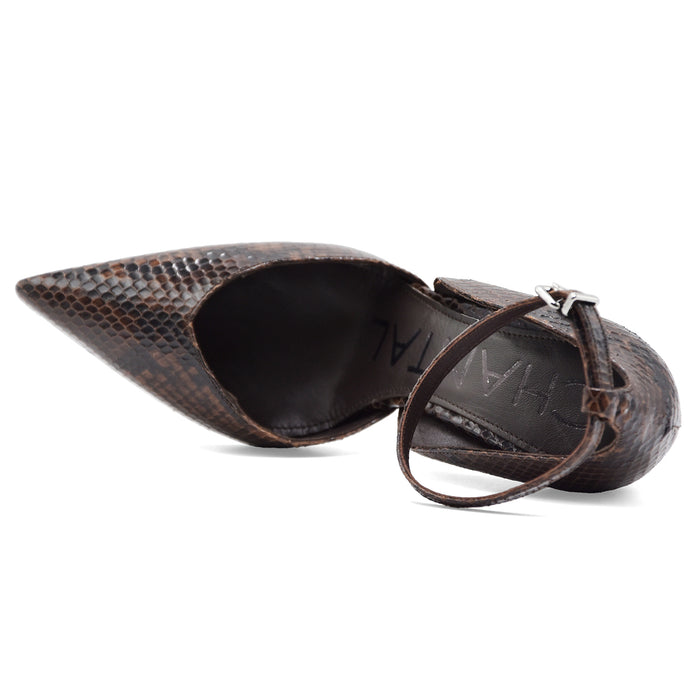 Décolleté Chantal 1962 Donna 3316 Pelle Pitonata Testa Di Moro