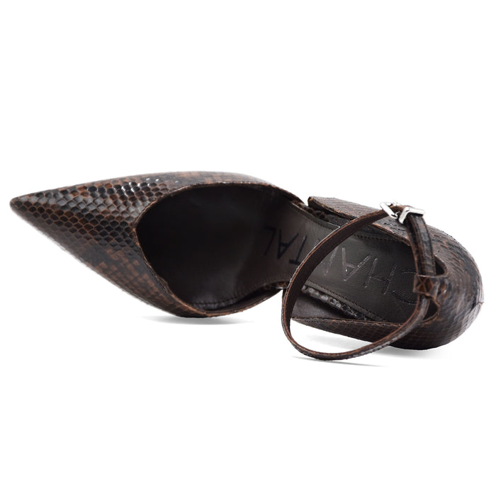 Décolleté Chantal 1962 Donna 3316 Pelle Pitonata Testa Di Moro