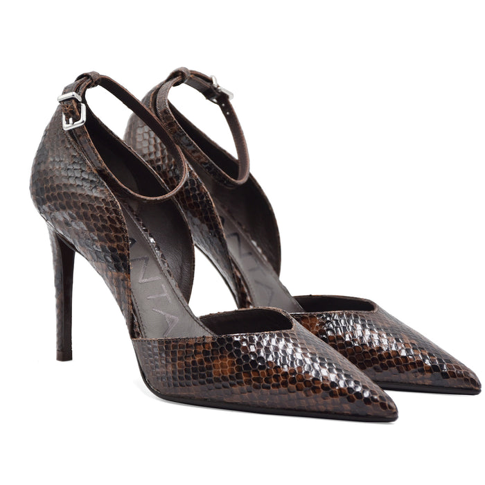 Décolleté Chantal 1962 Donna 3316 Pelle Pitonata Testa Di Moro
