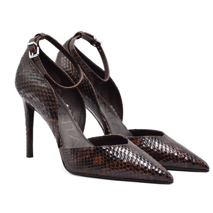 Décolleté Chantal 1962 Donna 3316 Pelle Pitonata Testa Di Moro