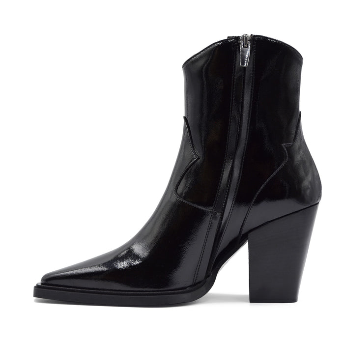 Texani Matteo Pitti Donna 3621 Nero Vera Pelle Lucida Con Zip