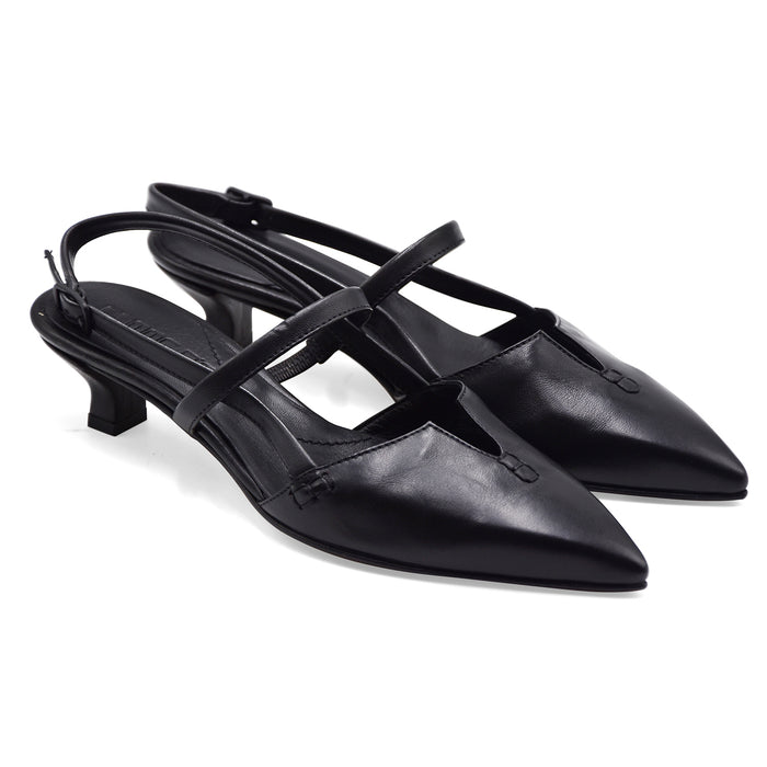 Slingback Donna Pomme D’Or Nero Con Fascia Frontale Essenziale