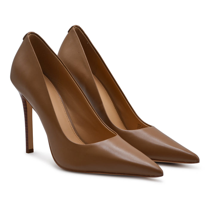 Décolleté Michael Kors Pelle Beige Elyse High Pump Tacco Legnoso