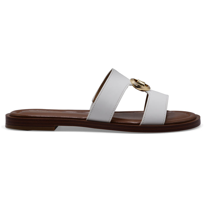 Sandali Donna Michael Kors ERIN FLAT Bianco Con Sottopiede Cuoio