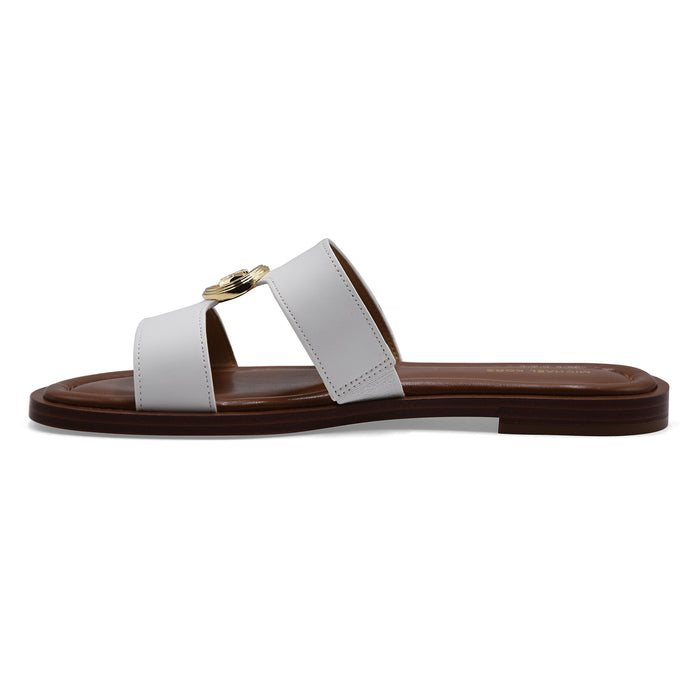 Sandali Donna Michael Kors ERIN FLAT Bianco Con Sottopiede Cuoio