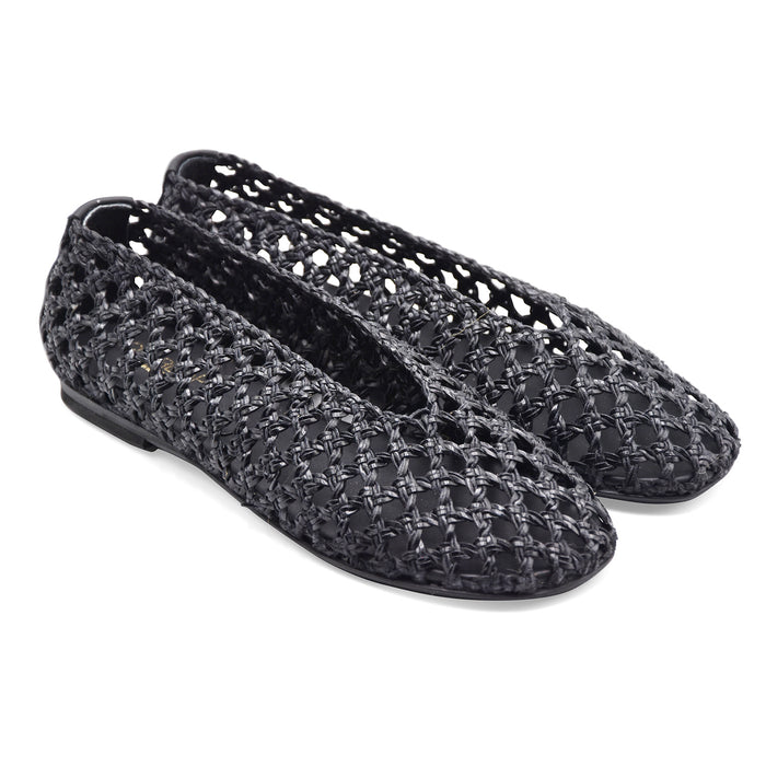 Ballerine Donna Riccardo P. 4276 Nero Intrecciato Made In Italy