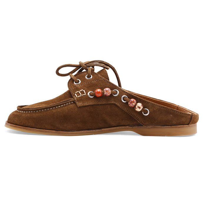 Sabot Allacciato Donna Riccardo P. 4279 Vero Camoscio Tabacco