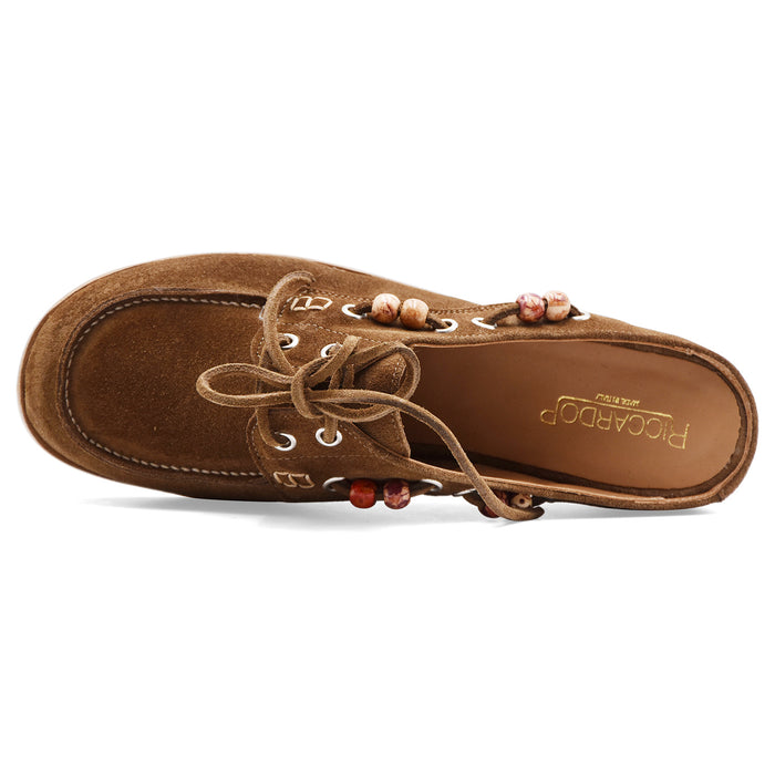 Sabot Allacciato Donna Riccardo P. 4279 Vero Camoscio Tabacco