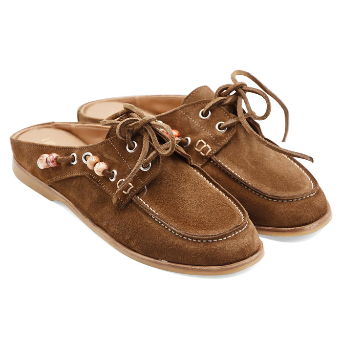 Sabot Allacciato Donna Riccardo P. 4279 Vero Camoscio Tabacco