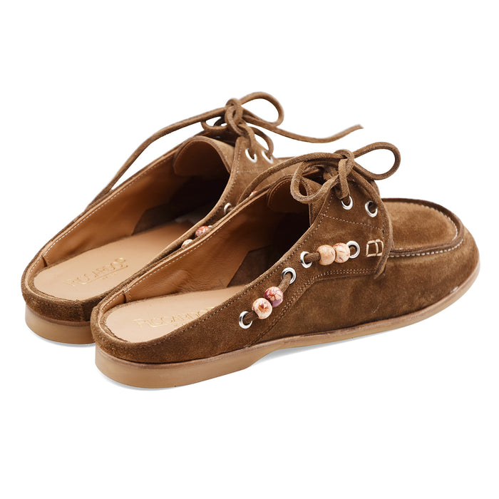 Sabot Allacciato Donna Riccardo P. 4279 Vero Camoscio Tabacco