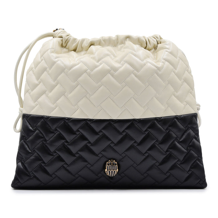 Kurt Geiger Women's Kensington Drawstring Leather Bag Black White