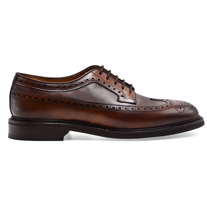 Berwick 1707 Men's Full Brogue Derby Shoes in Brown Leather