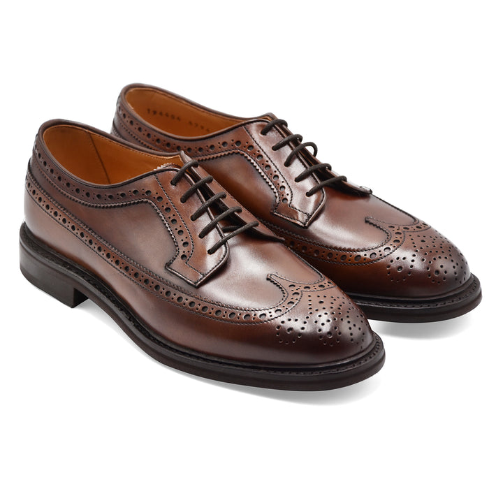 Berwick 1707 Men's Full Brogue Derby Shoes in Brown Leather