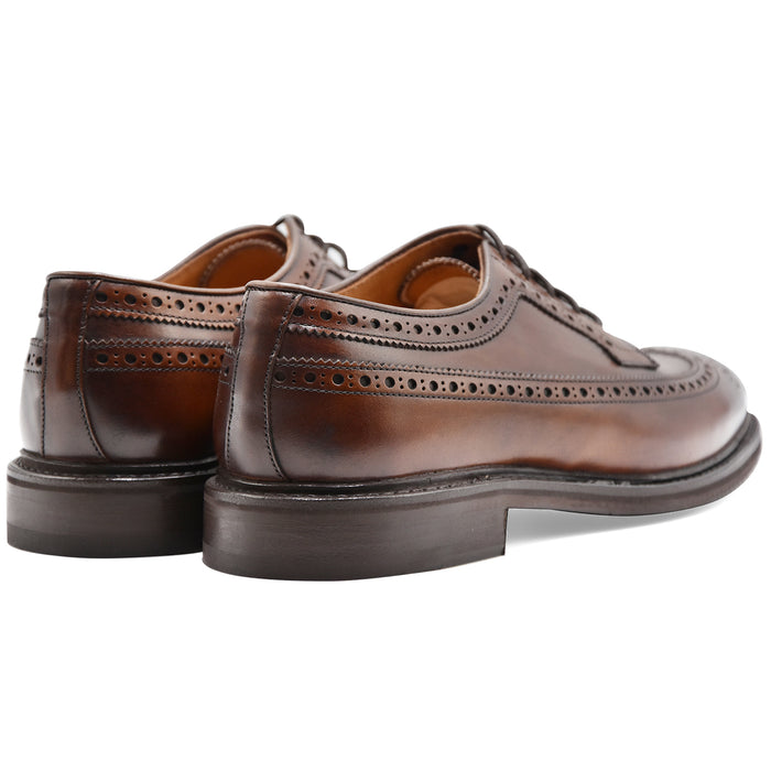 Berwick 1707 Men's Full Brogue Derby Shoes in Brown Leather