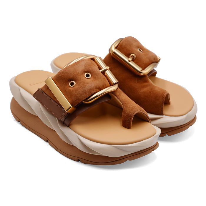 Women's Sandals 4CCCCEES Mellow Glow Soft Brown With Maxi Buckle