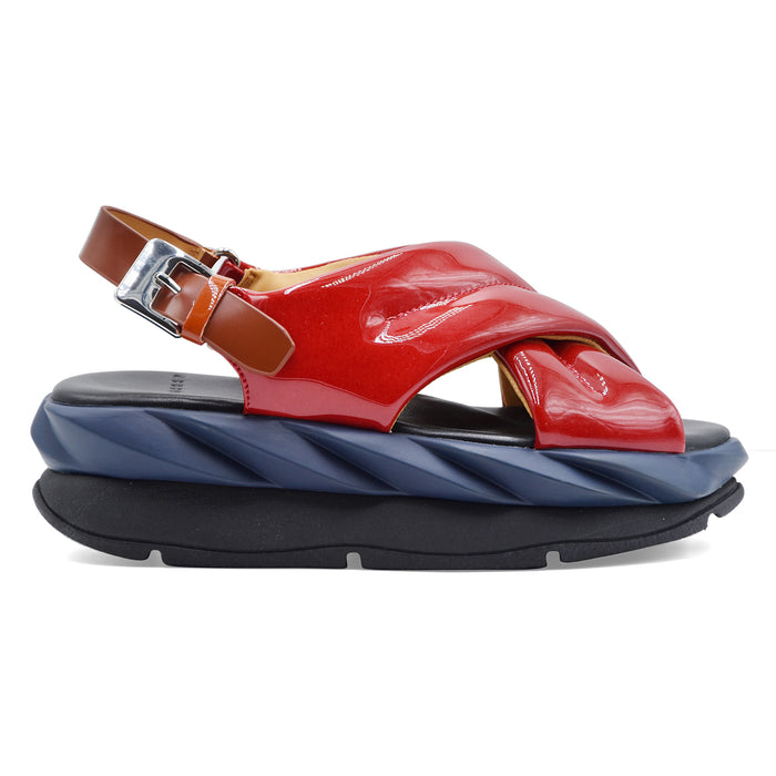 Sandali Donna 4CCCCEES Mellow Moa Rosso Lucido Fibbia Regolabile