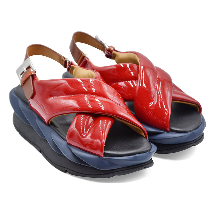 Sandali Donna 4CCCCEES Mellow Moa Rosso Lucido Fibbia Regolabile