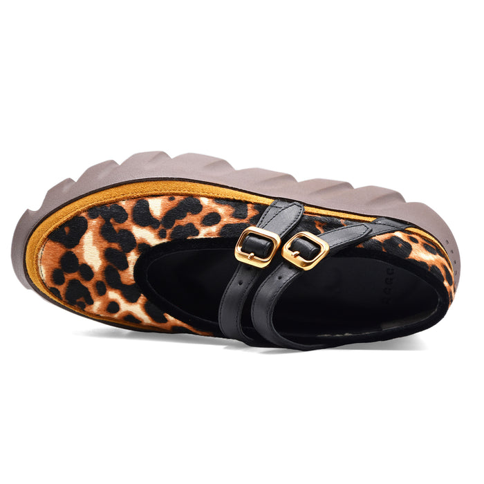 Sneakers Mary Jane 4CCCCEES Animalier Leopardato Platform Donna