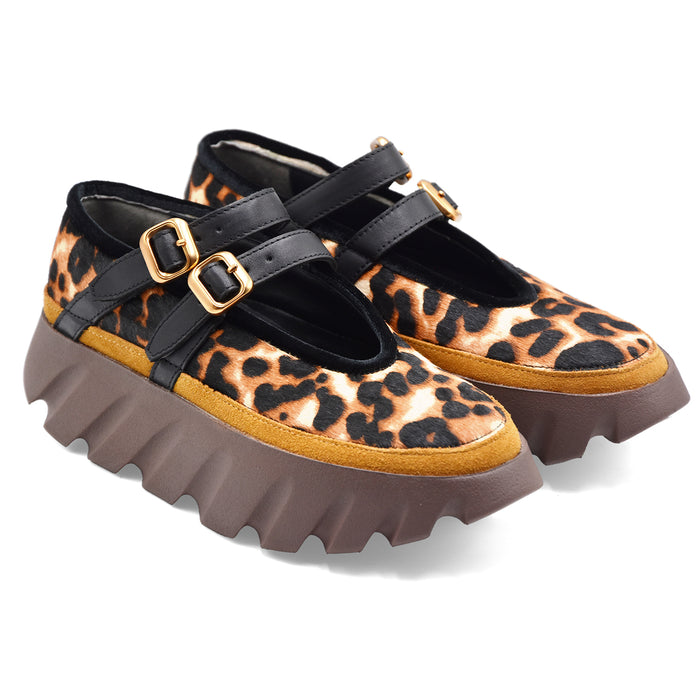 Sneakers Mary Jane 4CCCCEES Animalier Leopardato Platform Donna