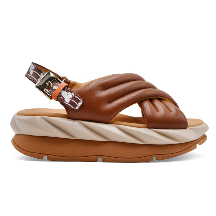 Women's Sandals 4CCCCEES Mellow Mana Brown Leather With Platform