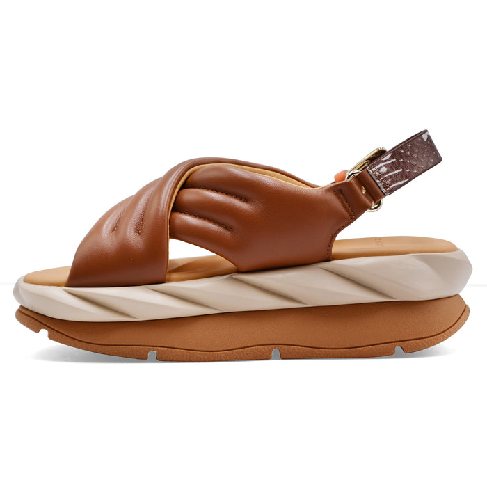 Women's Sandals 4CCCCEES Mellow Mana Brown Leather With Platform