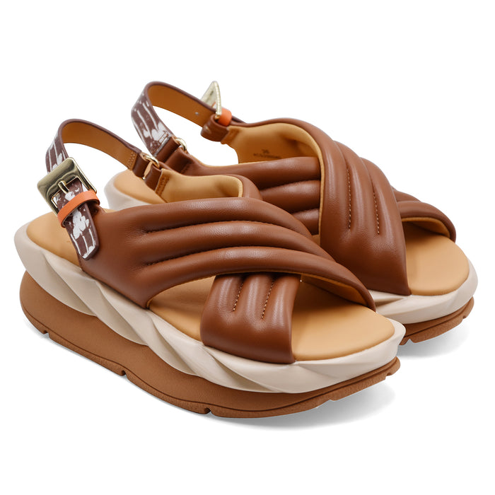 Women's Sandals 4CCCCEES Mellow Mana Brown Leather With Platform