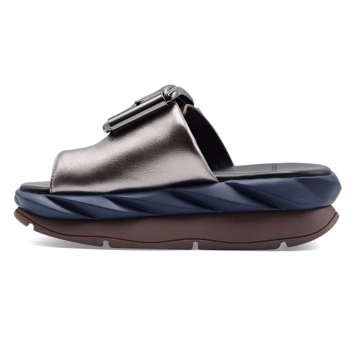 Women's Sandals 4CCCCEES Mellow Glow Gun Metal With Maxi Buckle
