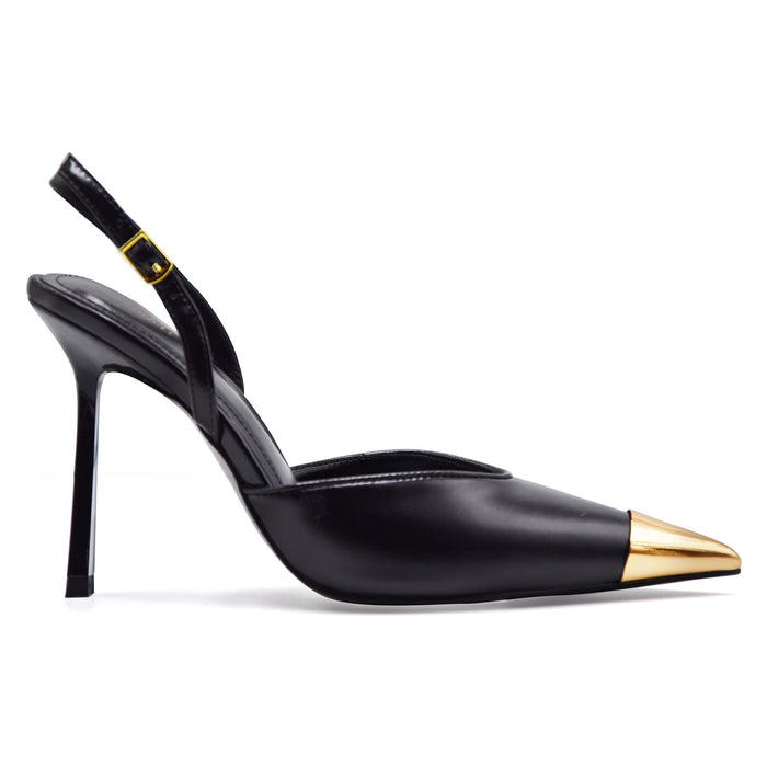Slingback JW PEI Savannah Nero Con Punta Dorata Stile Elegante