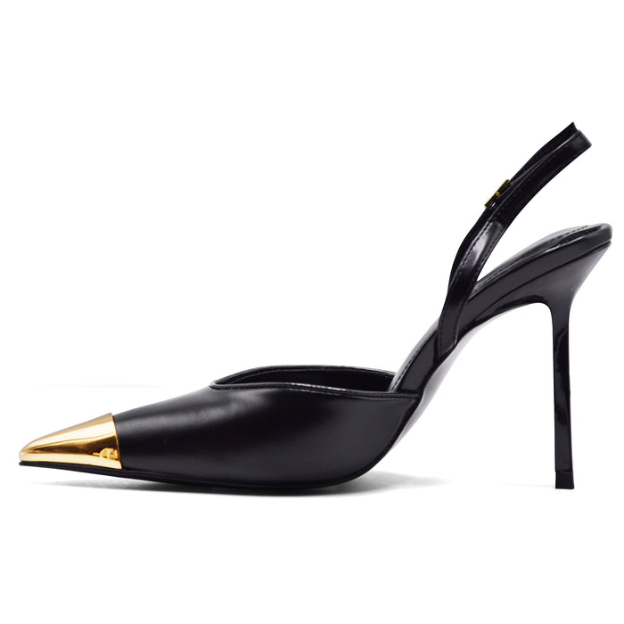 Slingback JW PEI Savannah Nero Con Punta Dorata Stile Elegante