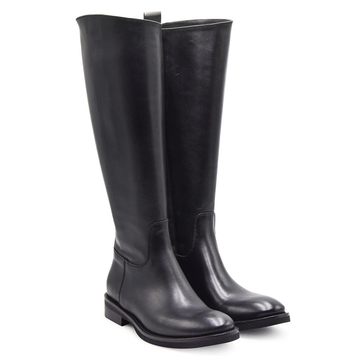 Stivali STM Donna 5013 Pelle Nero Zip Laterale Made In Italy