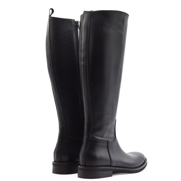 Stivali STM Donna 5013 Pelle Nero Zip Laterale Made In Italy